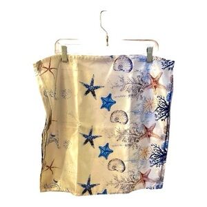 8 Nautical Blue Gold Starfish Shells Table Napkins, 20” x 20” Polyester, NWOT